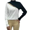 Women's Blouses Water Wave Texture Women Top Soft Hollow Blouse Stylish Zipper Decor Long Sleeve Lady