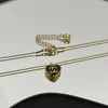 Halsketten mit Anhänger Mode, luxuriöse Damen-Goldhalskette, schlicht, vielseitig, Emaille, herzförmig, Buchstaben-Inlay-Design, Charme, exquisit, Designer, elegant, stimmungsvoll, Lad