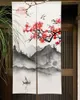Rideau peinture à l'encre japonaise porte coucher de soleil fleurs montagne cloison rideaux drapé décor cuisine entrée suspendu demi-rideau