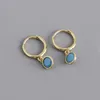 Boucles d'oreilles pendantes en argent Sterling 925 et Zircon géométrique pour femmes et filles, bijoux ronds colorés à la mode, cadeau d'anniversaire