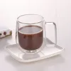 Tasse en verre double couche résistante à la chaleur, tasse à café transparente, grande tasse à ventre minimaliste pour la maison