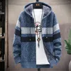 Herrenpullover mit Farbverlauf und dickem Pullover, übergroße Jacke, modischer Farbtext, wenn Sie nach Hause kommen, Kapuzenpullover, Herren-Winter-Sweatshirt