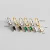 Hoop & Huggie 1pair 8 5MM 100% Authentic 925 Sterling Silver Rectangle Square Green White black Zircon Earrings JEWELRY TLE10881320h