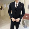 メンズスーツマンのための結婚式メンズタキシードファッションカジュアルストライプ3ピーススーツ韓国のスリムビジネスフォーマルウェア