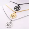 pentagrama símbolo satânico adoração de Satanás Wicca Pentáculo colar de pingente de aço inoxidável Prata ouro preto 2 4mm corrente de caixa de 24 polegadas f299Q