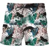 Herr shorts sommar 3d tryck djungel lämnar avslappnad löpning Bermuda för män hiphop brädkläder