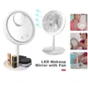 Miroirs compacts Miroir de courtoisie LED avec fonction ventilateur Miroirs de beauté X5 Loupe Écran tactile Miroir de maquillage de bureau amovible 231018