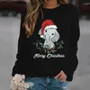 女性のセーター女性ハーディーメリークリスマスレター象は帽子を着るグラフィック女性ゆるいセーターグラフィック特大の女の子Y2Kカジュアルフーディール231018