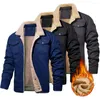 Men's Jackets Trendy Male Jacket Plush Lining Thicken Men Outerwear Coldproof Fleeced Lined