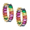 Rainbow Cz Hoop kolczyki dla kobiet Złota Planowana kwadratowa bagietka z cyrkonią sześcienną kolorową wielolarową cZ moda biżuteria 3325