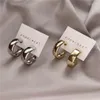 Серьги-кольца, золотые корейские геометрические металлические серьги серебряного цвета для женщин, женские ретро-ювелирные изделия, тренд 2022, модные круглые петли2139