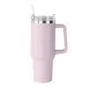 Prêt à expédier en rose clair vert 40oz H2.0 tasse Tasse avec des gobelets isolés de poignée couvercles paille en acier inoxydable tasse Termos