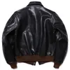 Couro masculino falso clássico a2 tipo de alta qualidade bicolor jaqueta de cavalo genuína força aérea vintage colth motocicleta retro casaco 231018