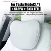 Sittkuddar för Tesla Model 3 Y Flocking/Leather Car Seat Neck Kudde mjuk minne Neckkudde högkvalitativt nackstöd LUMBAR Support Q231018