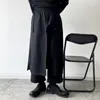 Herrbyxor 2023layer mörk och svart design dubbel kvinnors japan streetwear mode lösa cimono manliga breda benbyxor