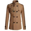 Heren Wolmixen Double Breasted Katoenen Jas Wintermix Effen Kleur Casual Zakelijk Mode Slanke Trenchcoat Herenkleding 231017