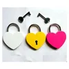 Dörrlås Creative Alloy Heart Shape Keys Padlock Mini Archaize Concentric Locks Vintage Old Antique Door With Home Garden Building S DHU6O