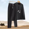 Survêtements pour hommes 2023 Automne Coton Lin Tang Costume Moyen-âge Personnes âgées Vêtements pour hommes à manches longues Papas Style chinois pour hommes