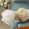 Dog Apparel Pet Princess Skirt Summer Clothes Puppy Yellow Floral Dress Teddy Soft Pullover Beau Beauty Peach Accessories