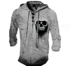 Aangepaste T-stukken Polo's 021 skelet grijze hoodie losse trui jas met lange mouwen