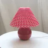 Decorative Objects Figurines Vintage Pleated Table Lamp with LED E27 Tricolored Bulb Ceramic Base AU US EU UK Plug Cute Night Light for Bedroom 231017