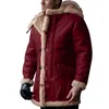 Мужские куртки 2023, бархатная куртка большого размера, однотонное толстое пальто из композитной кожи, шерстяная осенне-зимняя верхняя одежда