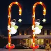 1pc extérieur noël bonhomme de neige bonbons béquille éclairage de sol solaire décoration de vacances jardin cour pelouse, décor de festivals, décor de fête à thème, décor de noël