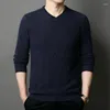 Men's Sweaters Men Wool 2023 Autumn Winter Long Sleeeve V-neck Pure Sheep Knitted Pullovers