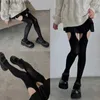 Seksi Çoraplar Kadın Seksi Yan Kesim Delikleri Askı Külotlu Köpeği Harajuku Kawaii Lolita Dantel Trim Sahte jart