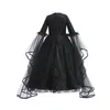 Vestidos da menina Halloween vestido de bruxa para meninas preto mal rainha cosplay traje luxo renda babados até o chão roupas crianças carnaval vestidos 231019