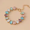 Link Bracelets Metal Large Cup Chain Glass Stone For Women Colorful Fashion Jewelry Party Accessories Trendy Styles Gifts MQ193