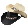 Berets 2023 Vintage Western Cowboy Hut Gürtel Gem Jazz Festival Geschenk Ball Party