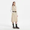 Dames lederen patchwork nep windjack tweedelige pakken lente herfst turndown gordel trenchcoat dames winter winddicht jack