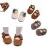 Premiers marcheurs 0-18 mois bébé fille mignon mocassins fleur semelle souple polaire peluche chaussures plates antidérapantes automne hiver princesse