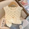 Women's Sweaters French Hollowed Lazy Knitted Vest 2023 Spring Retro Gentle Countryside Folding Small Sweetheart