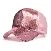 Ballkappen Ballkappen Pailletten Paillette Bling Shinning Mesh Baseball Cap Auffällige hübsche verstellbare Frauen Mädchen glänzende Hüte für Party Clu Dhuzg