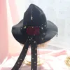 Halloween Toys Vintage Star Magic Girl Gothic Wizard Hat Lolita Halloween Witch Hat Accessories Props Bead Chain Bow Rose Party Peaked Cap 231019