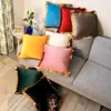 Pillow Case Nordic Solid Color Pillow Case Gold Fringed Velvet Cushion Cover 45x45cm Home Room Childroom Sofa Decorative Soft Throw Pillows 231013