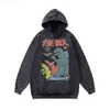 Męskie bluzy bluzy Tkpa High Street Dark Doberman Print Made Old Hood Sweat