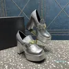 Comfortable platform dress shoes women Designer Pump Shoes leather belt buckle decoration thick heels casual square toe caps