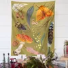 タペストリーマッシュルームタペストリーの壁の装飾moth羽毛植物の花のヒッピーの花のカーペット