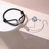 Braccialetti con ciondoli Colore argento sterling Doppi anelli rotanti Corda per gli amanti Coppia Catena a mano Gioielleria di moda originale