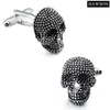 Trendy Skull Mankiety Mankiety Zestaw Mens Białe smoking koszula