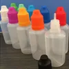 Colorful PE Dropper Bottles 3ml 5ml 10ml 15ml 20ml 30ml 50ml Needle Tips with Color Childproof Cap Sharp Dropper Tip Plastic Eliquid Bo Lhec