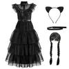 Specjalne okazje specjalne dziewczęta OCNS Black W środę Addams kostium nastoletni przyjęcie urodzinowe Cosplay Halloween Merlina Carnival Kids Pri dhdyl