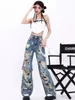 Jeans da donna Fori strappati Pantaloni larghi da donna streetwear personalità Pantaloni larghi a gamba larga Pantaloni hip-hop a pieghe sfilacciati distrutti