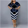 Plus size vestidos femininos vestido elegante impressão geométrica festa de noite casual em camadas sino manga escritório bodycon clube outfits drop deli