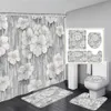 Douchegordijnen Elegant Boeket van Fantastische Witte Bloemen 3D-stijl Gordijn Badkamer met Badkleed Tapijt Set Bloemen Home Decor 230819