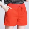 Women's Shorts Women Summer High Quality Cotton Elastic Waist Linen Large Size Black Green Blue Orange Casual Sports