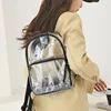 Borse da scuola Zaino da donna in PVC trasparente Tinta unita Casual Trasparente Impermeabile Studente Borse da viaggio a spalla da viaggio